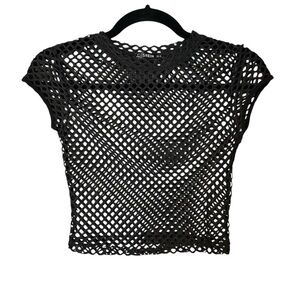 SHEIN Black Mesh Crop Top Women’s Size Extra Small